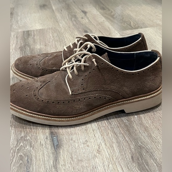 Cole Haan Size 10 Brown Suede Leather Wingtip Nubuck Oxford Barely Used Shoe - Picture 7 of 10